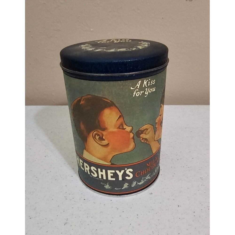 Vintage Hershey's Milk Chocolate A Kiss For You Collectible Tin Canister